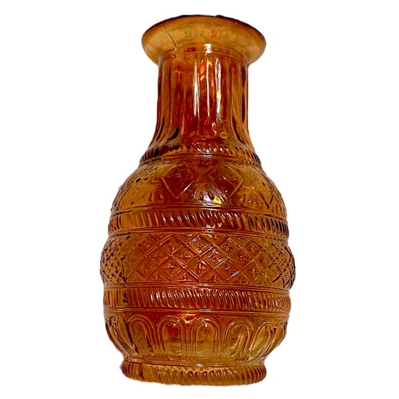 SOLD :: Vintage Orange Pressed Glass Vase - Picture 3 of 6